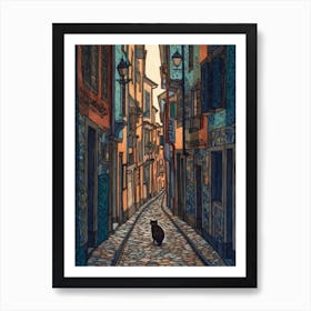 Painting Of Florence With A Cat In The Style Of William Morris 4 Art Print