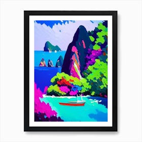 Ko Phi Phi Thailand Colourful Painting Tropical Destination Art Print