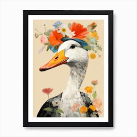 Bird With A Flower Crown Duck 2 Art Print