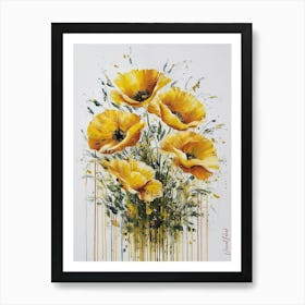 Yellow Poppies Abstract Art Print