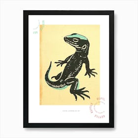 Block Print Lizard 1 Poster Art Print