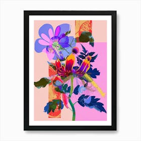 Cineraria 3 Neon Flower Collage Art Print