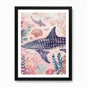 Purple Whale Shark Illustration 2 Art Print