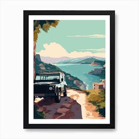 A Toyota Land Cruiser In Amalfi Coast, Italy, Car Illustration 1 Art Print