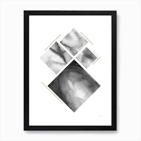 Puzzle In Black Gold And Silver Art Print