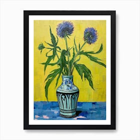 Flowers In A Vase Still Life Painting Cornflower 2 Art Print