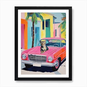 Ford Fairlane Vintage Car With A Cat, Matisse Style Painting 0 Art Print