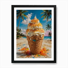 Ice Cream Cone On The Beach 7 Art Print