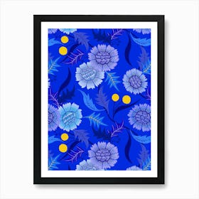 Dahlia Days - Blue Art Print