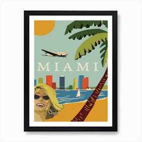 Miami, Vintage travel poster in Pop Art Style Art Print