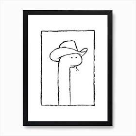 Squiggles The Snake In A Stetson Art Print