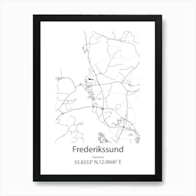 Frederikssund,Denmark Minimalist Map Art Print