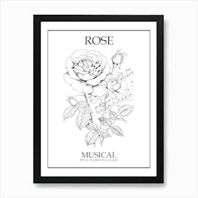 Rose Musical Line Drawing 4 Poster Art Print