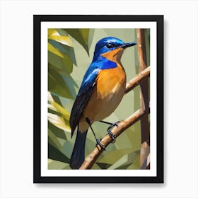 Blue Flycatcher Abstract 1 Art Print