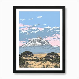 Mount Lafayette Usa Color Line Drawing (4) Art Print