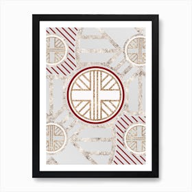 Geometric Abstract Glyph in Festive Gold Silver and Red n.0039 Art Print