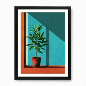 Potted Plant In Front Of Window 1 Art Print