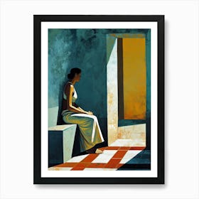 Mexican Woman Sitting In Doorway Affiche