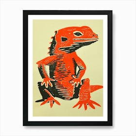 Red Malaysian Cat Gecko Block Art Print