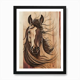 Horse Head Wood Carving Art Print