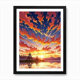 Sunset Over Lake Art Print