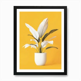 White Plant In A Pot 1 Art Print
