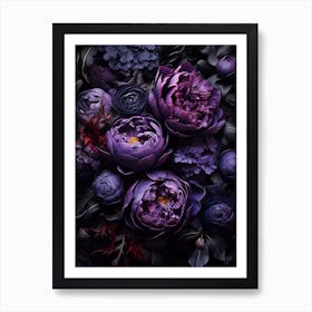 Dark Purple Peony Flowers Art Print