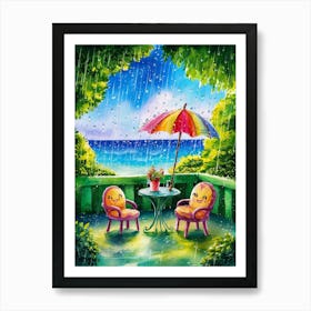 Umbrella In The Rain 1 Art Print