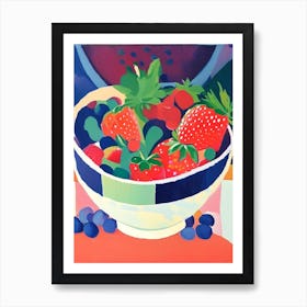Bowl Of Strawberries, Fruit Abstract Still Life Art Print
