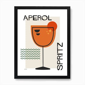Aperol Spritz Retro Cocktail  Neutral Art Print