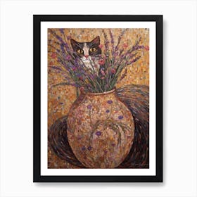 Heather With A Cat 1 Art Nouveau Klimt Style Art Print