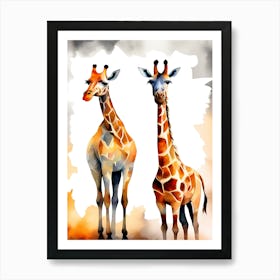 Watercolor Giraffes Art Print