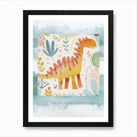 Cute Spinosaurus Dinosaur Watercolour Style 3 Poster Art Print