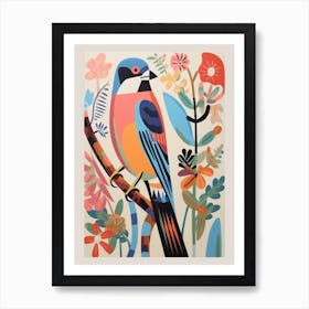 Colourful Scandi Bird American Kestrel 3 Art Print