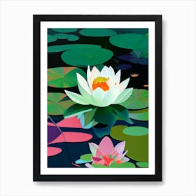 Blooming Lotus Flower In Pond Fauvism Matisse 3 Art Print