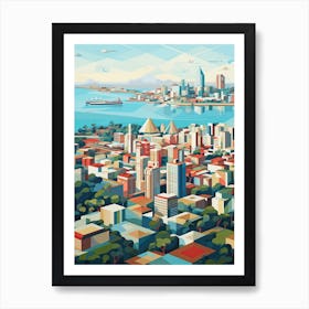 San Diego, Usa, Geometric Illustration 4 Art Print