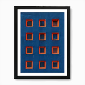 Windows On A Blue Building Art Print