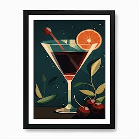 Manhattan Cocktail Mid Century Modern 2 Art Print