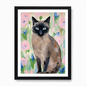 A Siamese Cat Painting, Impressionist Painting 3 Art Print