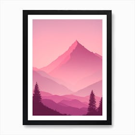 Misty Mountains Vertical Background In Pink Tone 74 Art Print
