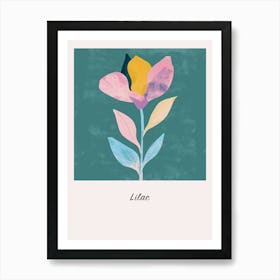 Lilac 1 Square Flower Illustration Poster Poster