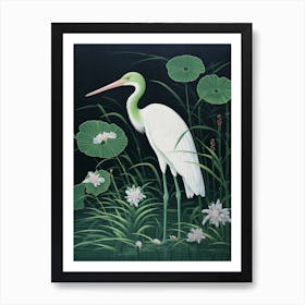 Ohara Koson Inspired Bird Painting Stork 3 Art Print