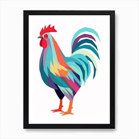 Colourful Geometric Bird Chicken 2 Art Print