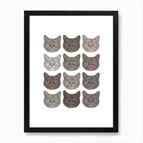 Cute Grey Cats Art Print