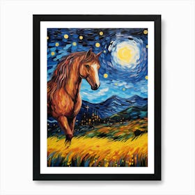 Horse At Night Art Print