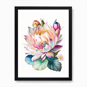 Lotus Flower Bouquet Decoupage 5 Art Print