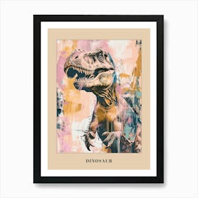 Retro Pastel Dinosaur Collage Poster Art Print