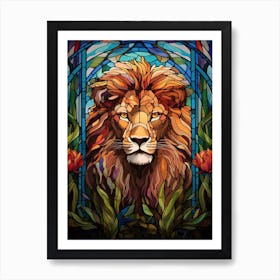 Lion Art Painting Stained Glass Style 2 Art Print
