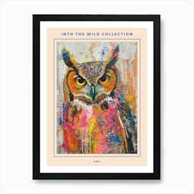 Kitsch Colourful Owl Collage 7 Poster Art Print