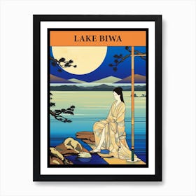 Lake Biwa, Japan Vintage Travel Art 2 Poster Art Print